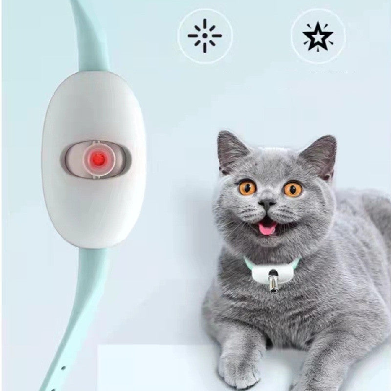 Automatic Cat Toy Smart Laser Teasing Cat Collar Electric USB Charging Kitten Amusing Toys Interactive Training Pet Items - Black & Elva