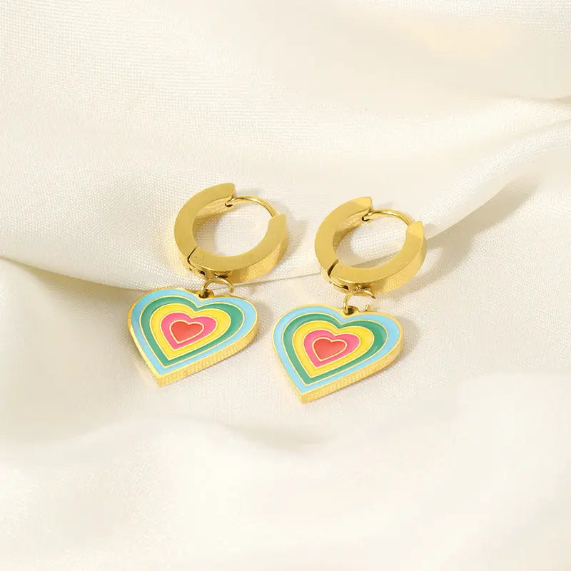 Fashionable Personalized All-match Stainless Steel Gold-plated Earrings - Black & Elva