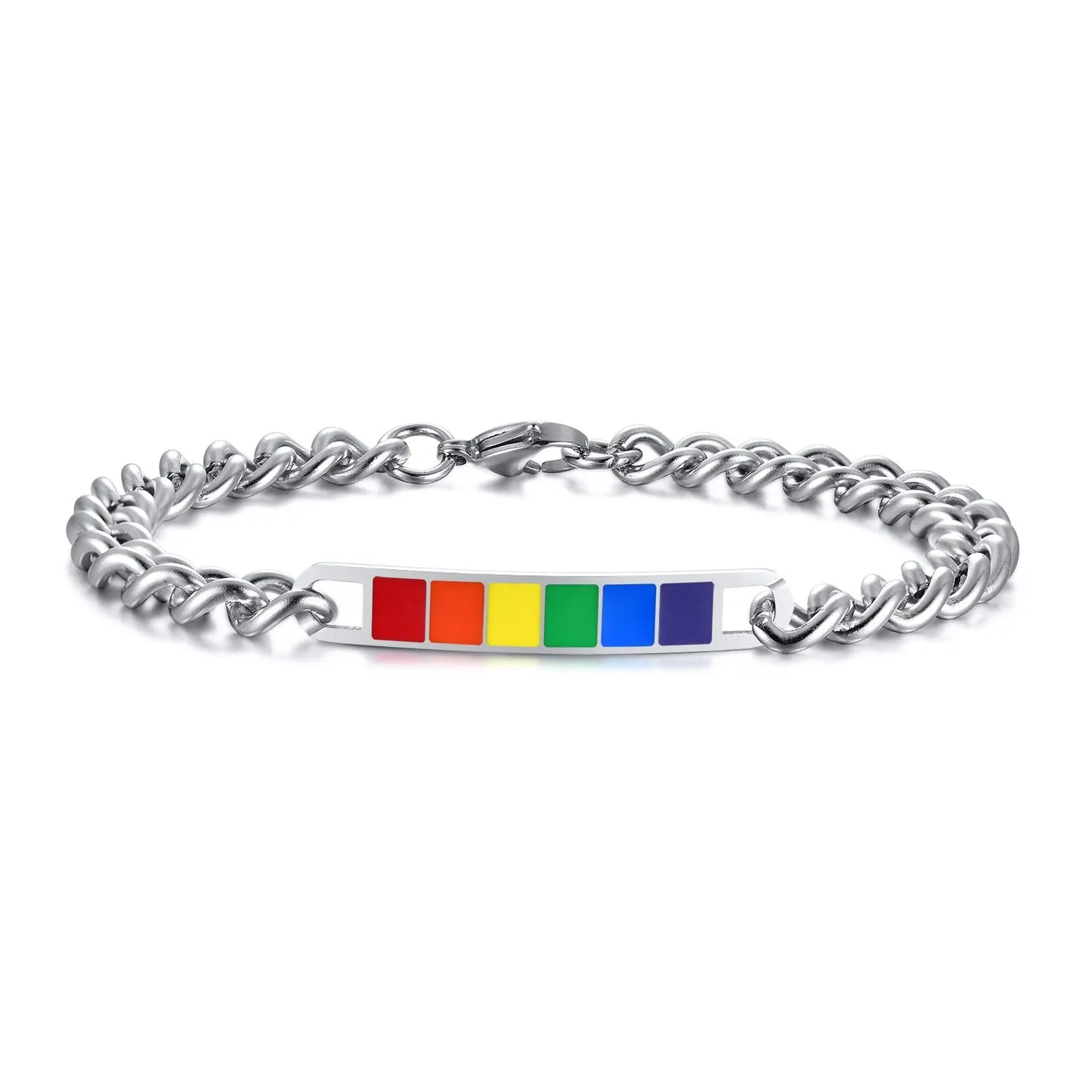 Couple Rainbow Bracelet Stainless Steel Bangle Bracelet Black - Black & Elva