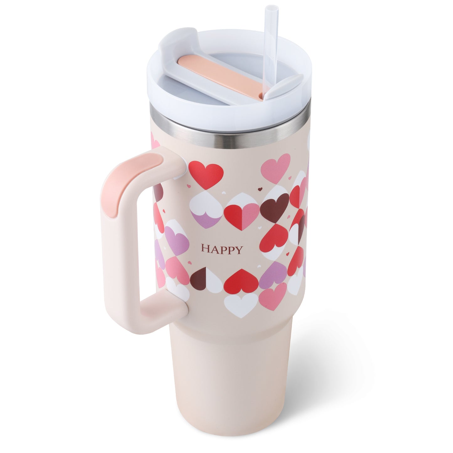 "40 Oz Insulated Stainless Steel Tumbler with Handle & Straw – Spill Proof Vacuum Coffee Cup, Perfect for Car, Gym, Office & Travel – Ideal Valentine’s Gift" - Black & Elva
