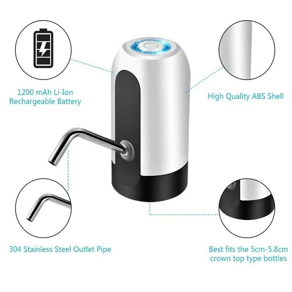 Water Bottle Electric Automatic Universal Dispenser 5 Gallon USB USB Water Dispenser Automatic Drinking Water Bottle - Black & Elva