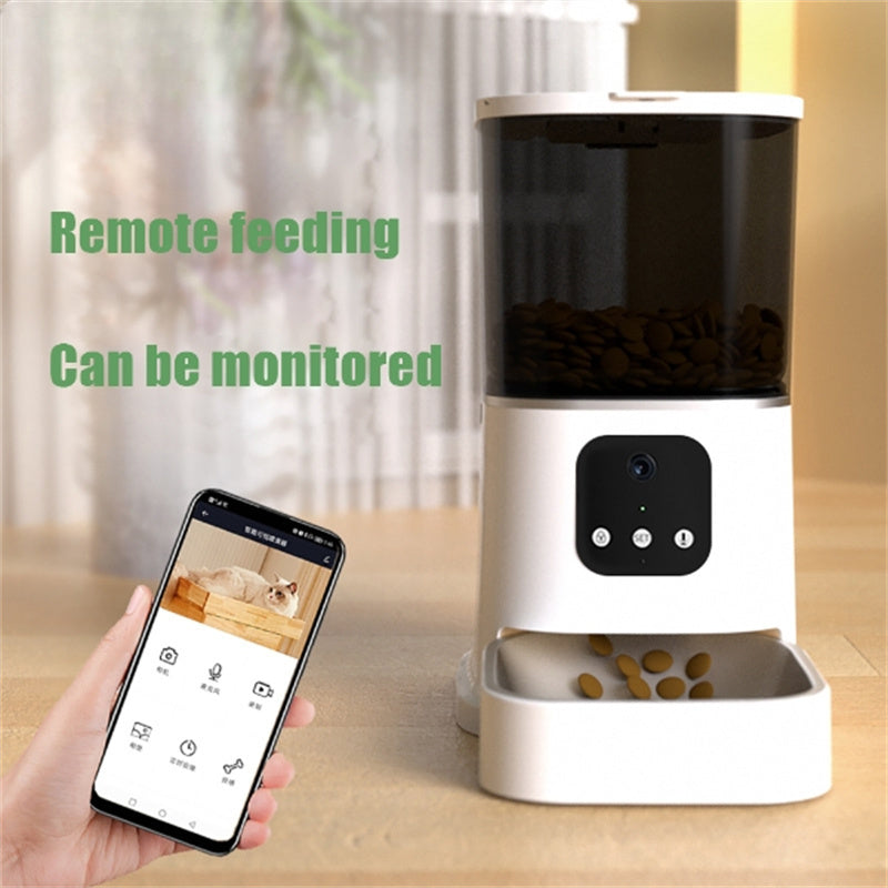Smart Automatic Pet Feeder with WiFi – Large Capacity, Voice Recorder & Timer for Dogs & Cats - Black & Elva