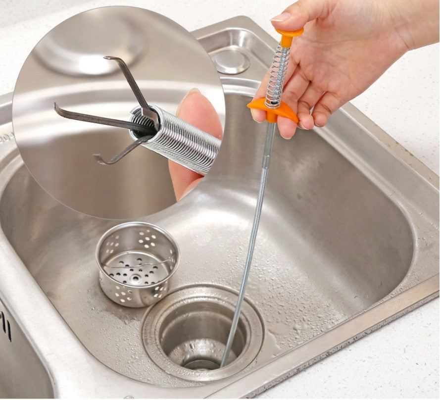 60CM Sewer Dredger Spring Pipe Dredging Tool Household Hair Cleaner Drain Clog Remover Cleaning Tools Household For Kitchen Sink Kitchen Gadgets - Black & Elva