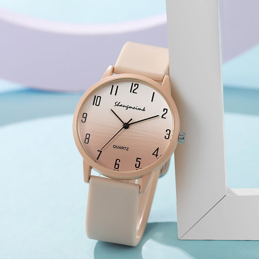 Casual Simple Jelly Color Women's Watch - Black & Elva