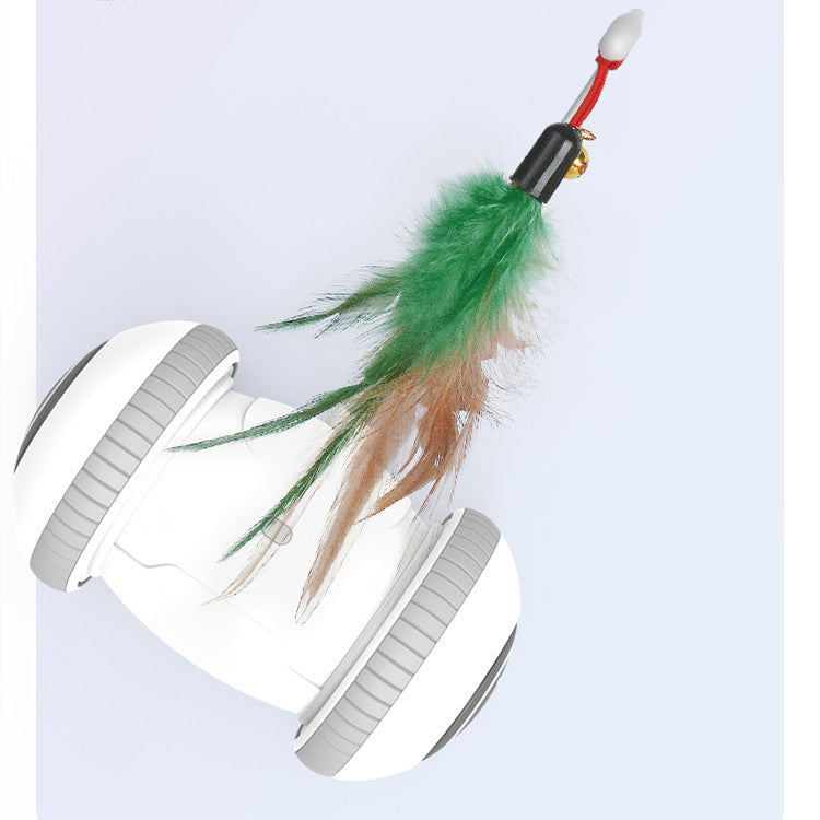 Interactive Cat Toy With Interchangeable Heads  Pet Feather Toys - Black & Elva