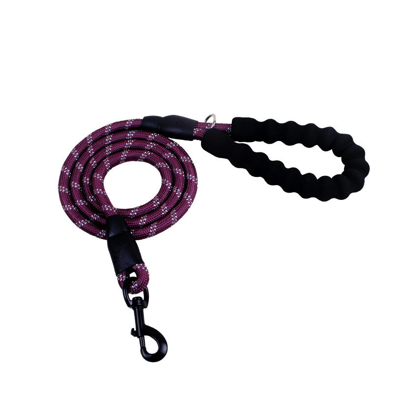 Reflective Nylon Dog Leash – Durable Rope for Walking & Training - Black & Elva