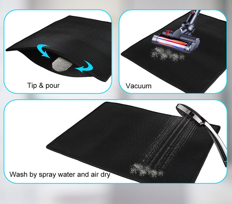Cat Litter Pad Honeycomb Cat Pad Waterproof Urine Proof Pad Pet Supplies - Black & Elva