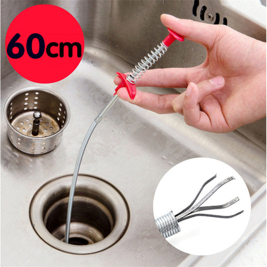 60CM Sewer Dredger Spring Pipe Dredging Tool Household Hair Cleaner Drain Clog Remover Cleaning Tools Household For Kitchen Sink Kitchen Gadgets - Black & Elva