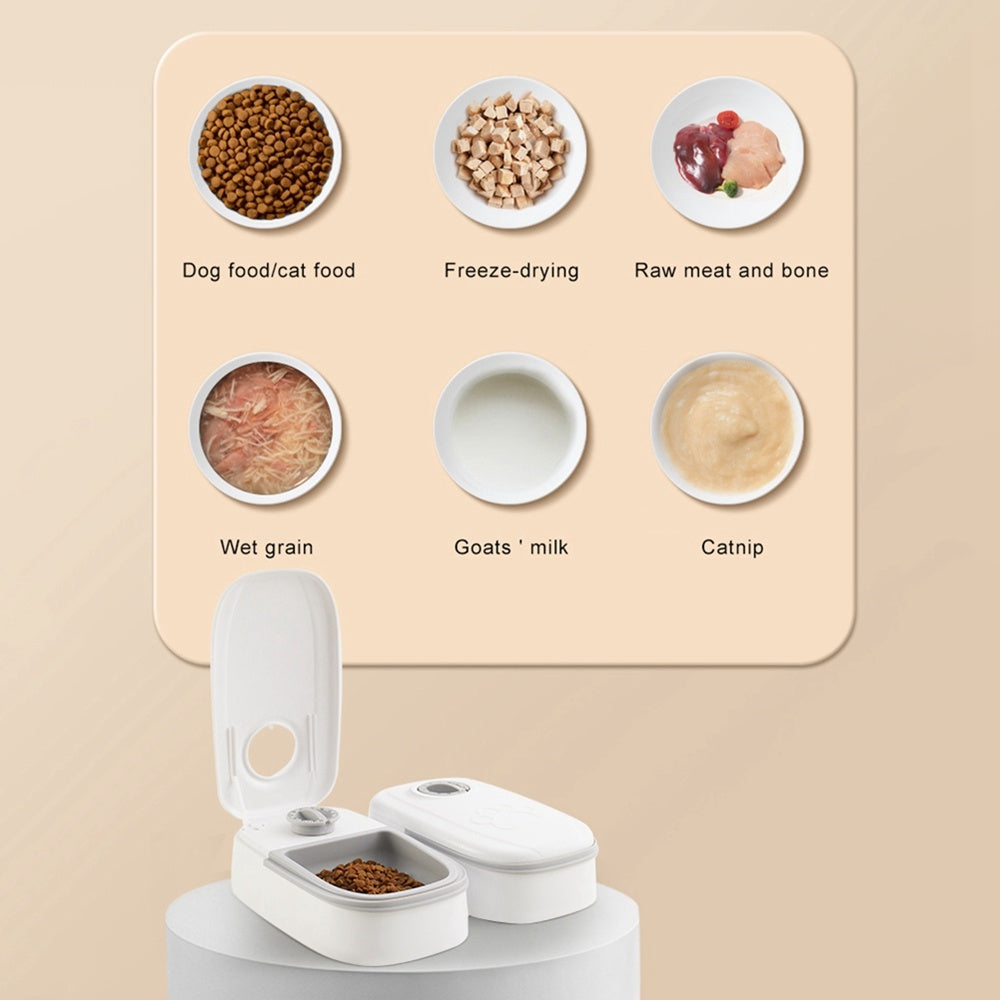 Smart Automatic Pet Feeder – Food Dispenser with Timer & Stainless Steel Bowl - Black & Elva