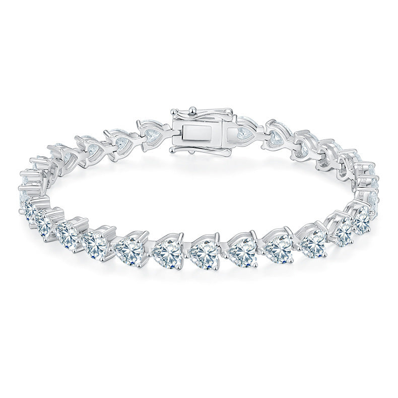 S925 Silver Plating 18k Platinum Diamond Bracelet - Black & Elva