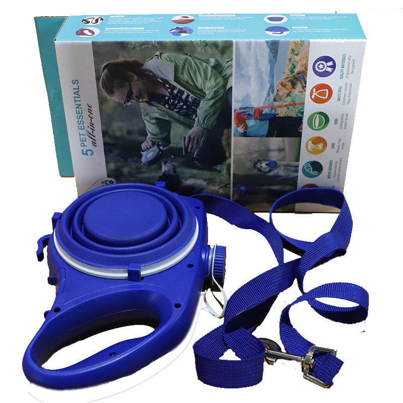 Pet Supplies With Water Bottle, Cup, Pet Rope - Black & Elva