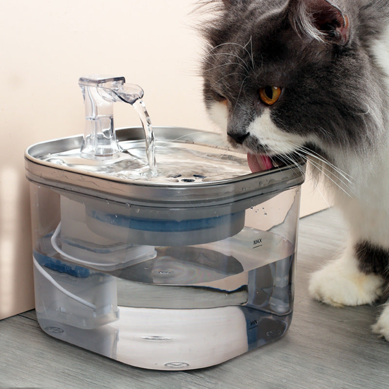 Automatic Stainless Steel Pet Water Fountain – Smart Circulating Dispenser for Cats & Dogs - Black & Elva
