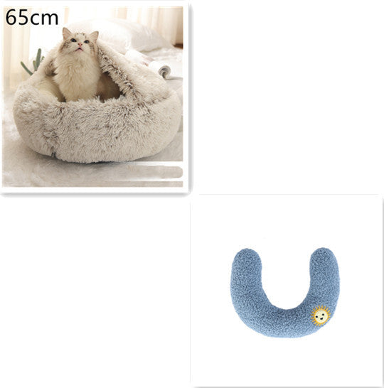 Warm Plush Pet Bed for Cats & Dogs – Soft Winter Sleeping Cushion - Black & Elva