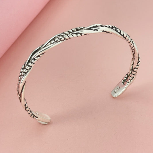 Silver Plated Vintage Men's Bracelet - Black & Elva