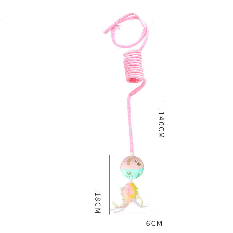 Cat Toy Self-Hi Sucker Spring Rabbit Hair Ball Interactive Play Pet Supplies Interactive Toys - Black & Elva