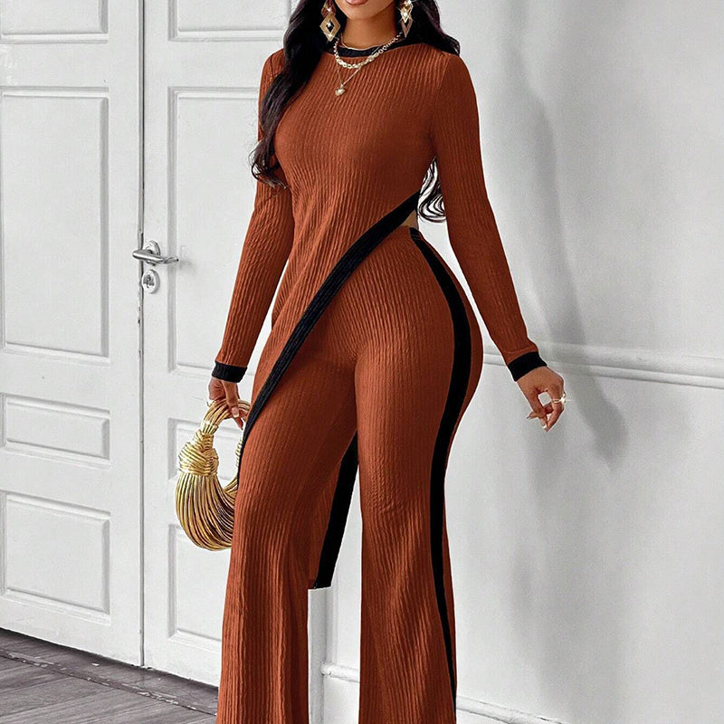Elegant 2-Piece Set with Asymmetrical Top - Black & Elva