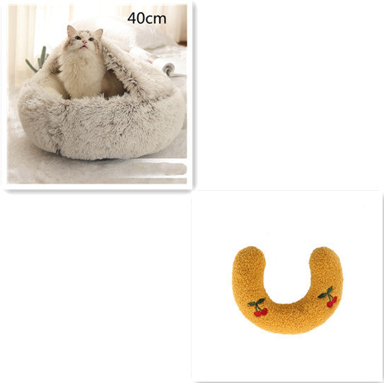 Warm Plush Pet Bed for Cats & Dogs – Soft Winter Sleeping Cushion - Black & Elva