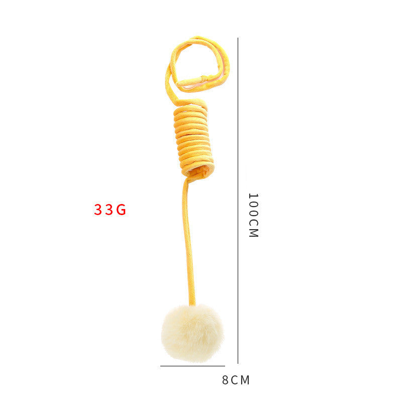Cat Toy Self-Hi Sucker Spring Rabbit Hair Ball Interactive Play Pet Supplies Interactive Toys - Black & Elva