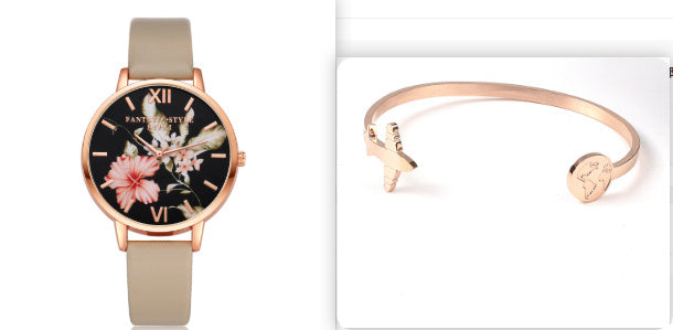 Lvpai Marke Frauen Armband Uhr Mode Rose Gold Blumen Leder Einfache Frauen Kleid Uhren Luxus Business Geschenk Uhr Uhr - Black & Elva