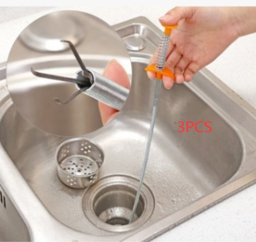 60CM Sewer Dredger Spring Pipe Dredging Tool Household Hair Cleaner Drain Clog Remover Cleaning Tools Household For Kitchen Sink Kitchen Gadgets - Black & Elva