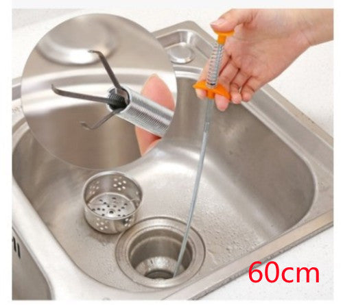60CM Sewer Dredger Spring Pipe Dredging Tool Household Hair Cleaner Drain Clog Remover Cleaning Tools Household For Kitchen Sink Kitchen Gadgets - Black & Elva