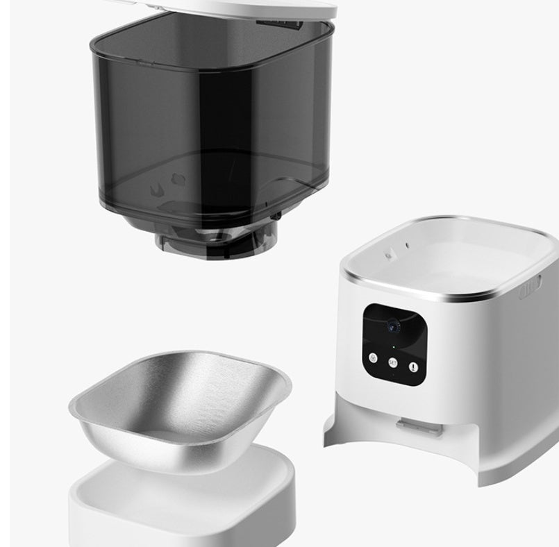 Smart Automatic Pet Feeder with WiFi – Large Capacity, Voice Recorder & Timer for Dogs & Cats - Black & Elva