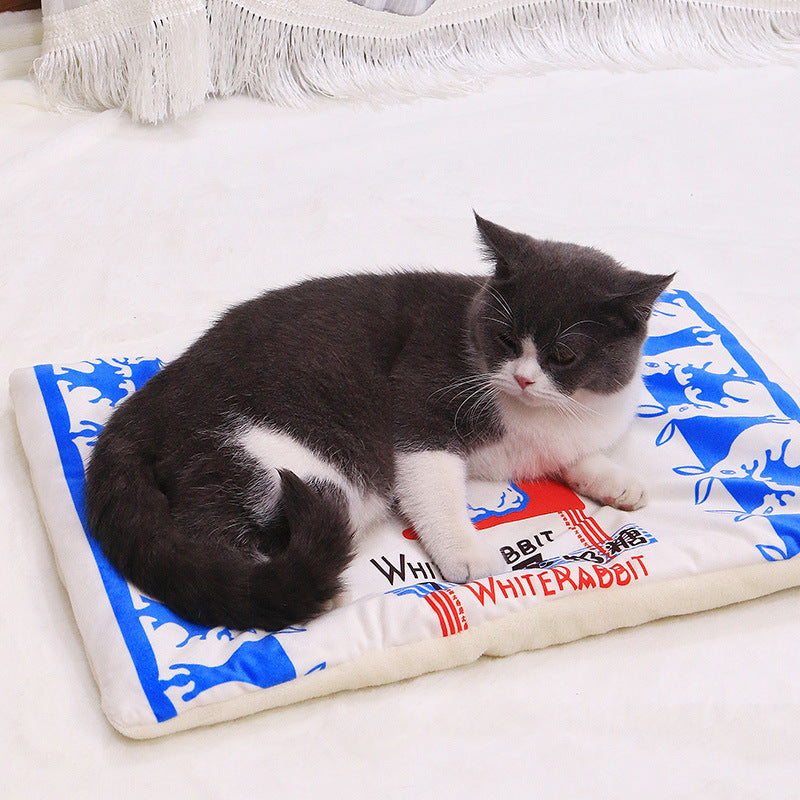 3D Simulation Pet Blanket – Soft Thickened Warm Mat Bed with Pizza, Avocado & Omelette Toast Designs - Black & Elva