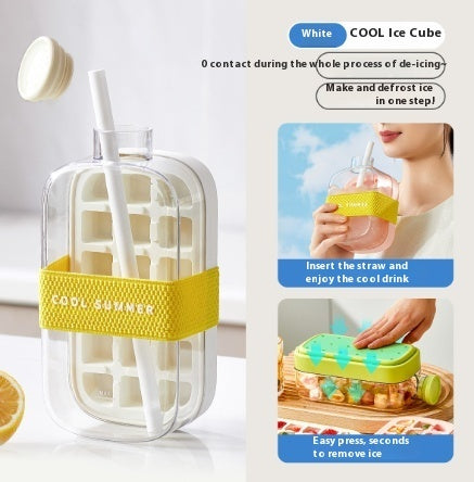 One-Click Molding Cooling Cup,Instant Ice Maker,Zero-Contact Design,Straw Included,Curling Mold,Portable & Stylish Chilled Drink - Black & Elva