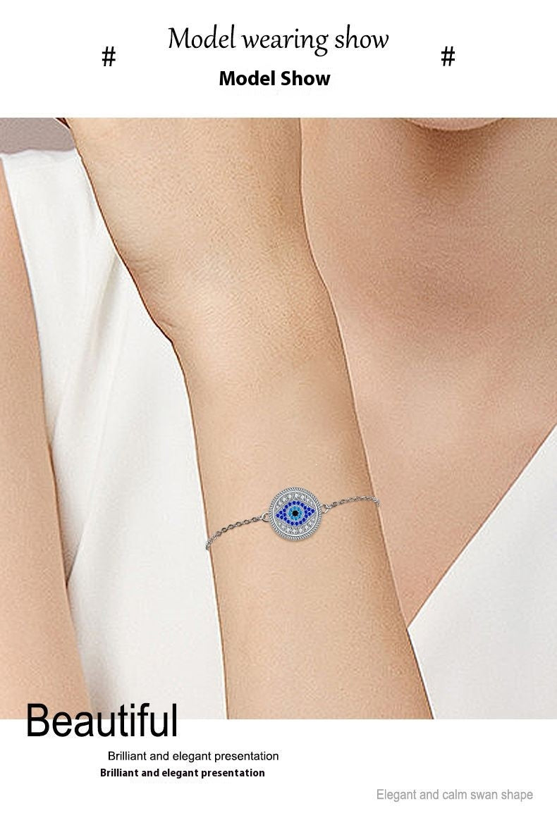 Classic Retro Eye Full Diamond Adjustable Bracelet - Black & Elva