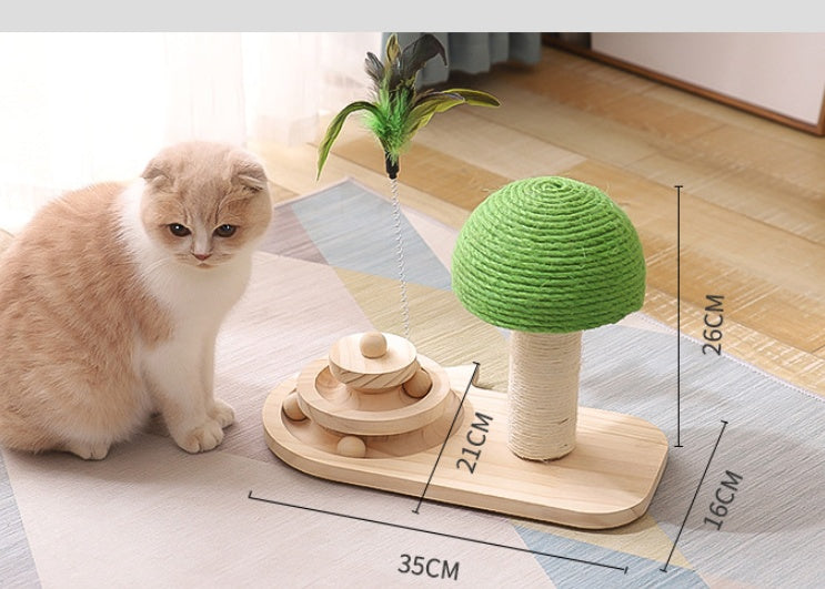Durable Cat Scratch Post with Sisal Balls – Interactive Cat Furniture - Black & Elva