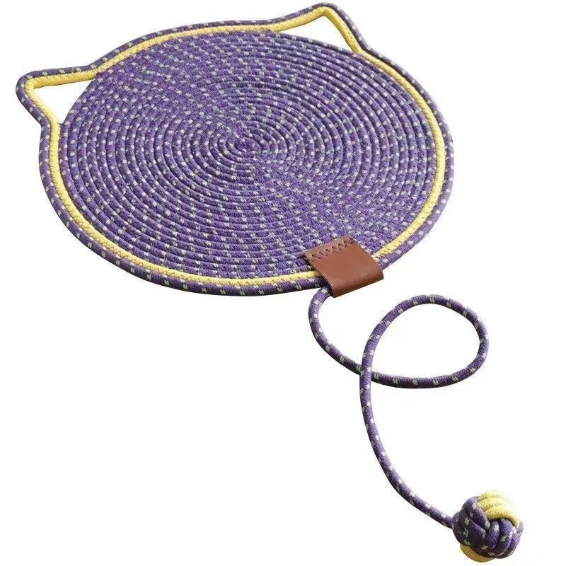 Braided Cotton Rope Cat Claw Mat Self Hi Ball One Piece Sleeping Mat Washable Anti Sticky Scratching Artifact Cat Scratching Mat Pet Products - Black & Elva