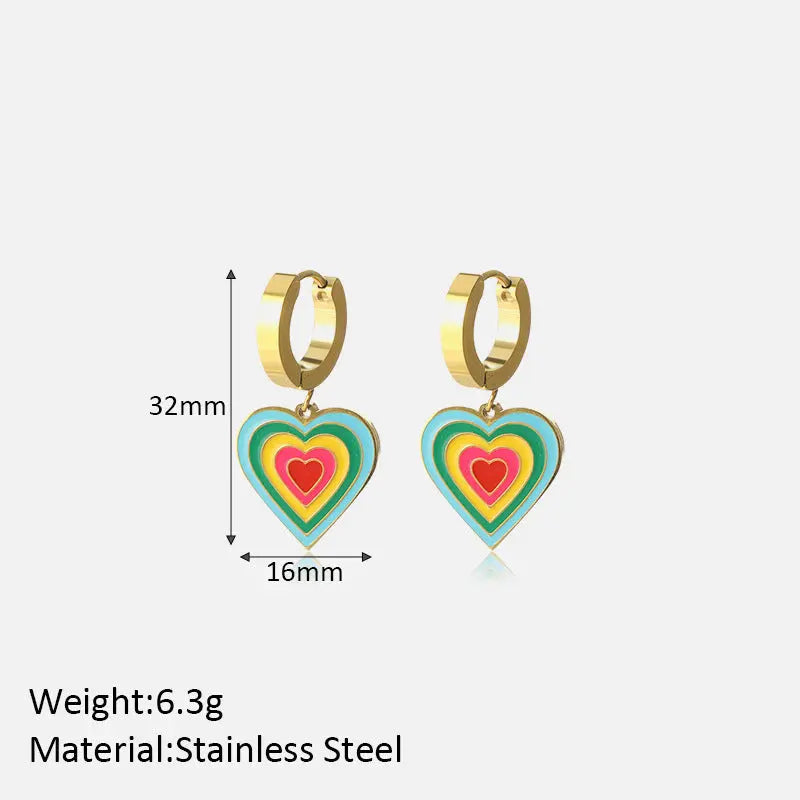 Fashionable Personalized All-match Stainless Steel Gold-plated Earrings - Black & Elva