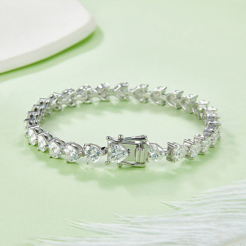 S925 Silver Plating 18k Platinum Diamond Bracelet - Black & Elva