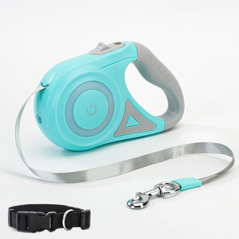 Retractable Dog Leash with Collar – Automatic Pet Lead for Small & Medium Dogs - Black & Elva