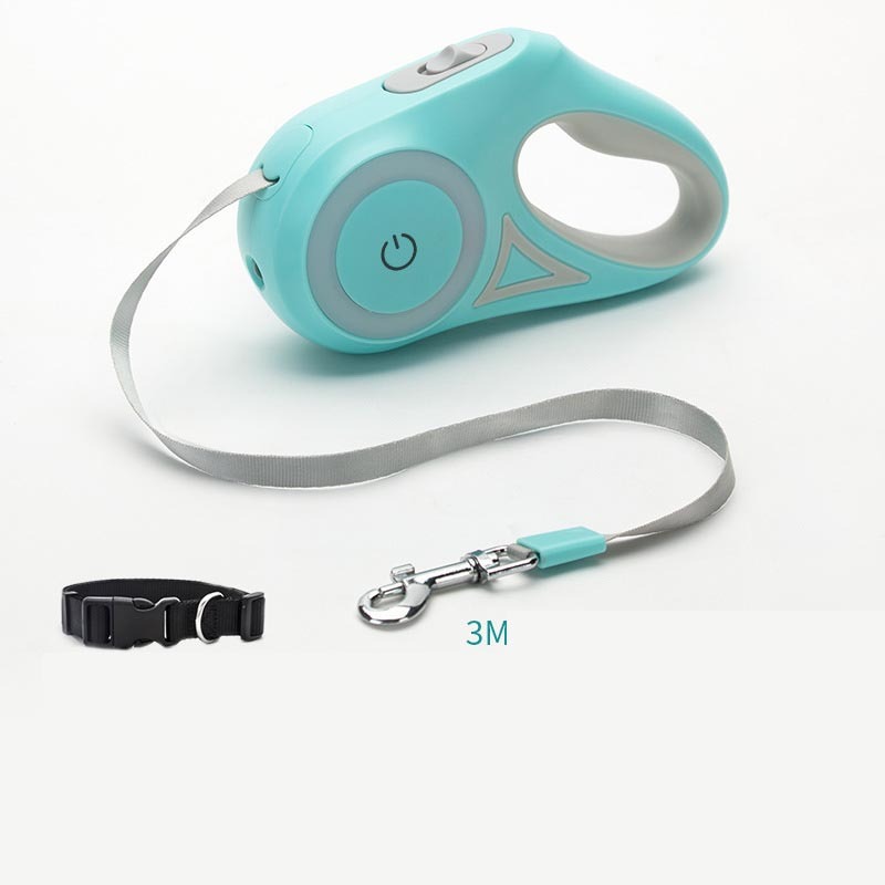 Retractable Dog Leash with Collar – Automatic Pet Lead for Small & Medium Dogs - Black & Elva