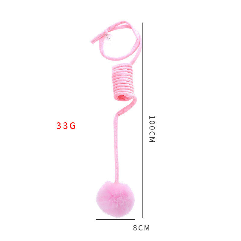Cat Toy Self-Hi Sucker Spring Rabbit Hair Ball Interactive Play Pet Supplies Interactive Toys - Black & Elva