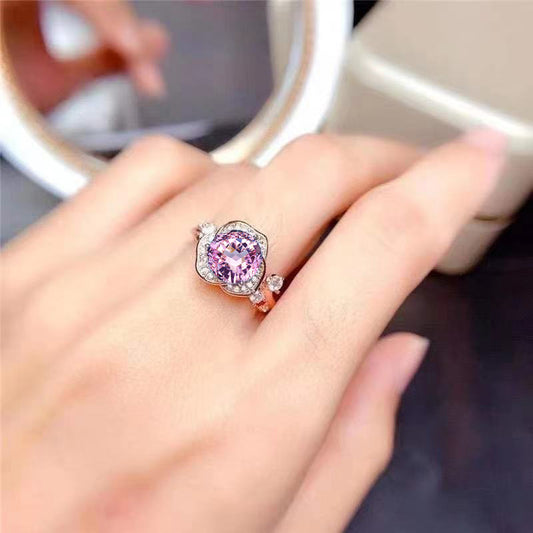 Personalized Flower Rose Gold Plated Natural Ring - Black & Elva