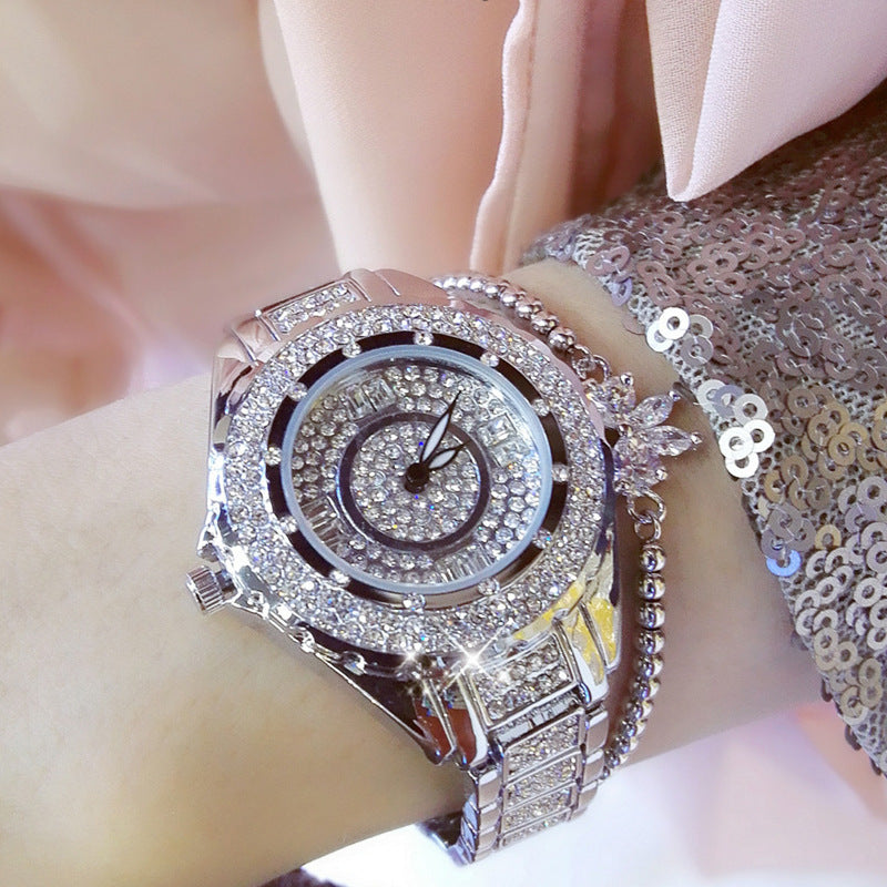 Detailed Ladies Casual Fashion Quartz Watch High-End Atmosphere Watch - Black & Elva