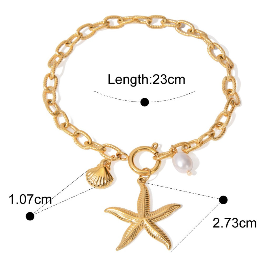 Starfish Pearl Bracelet - Black & Elva