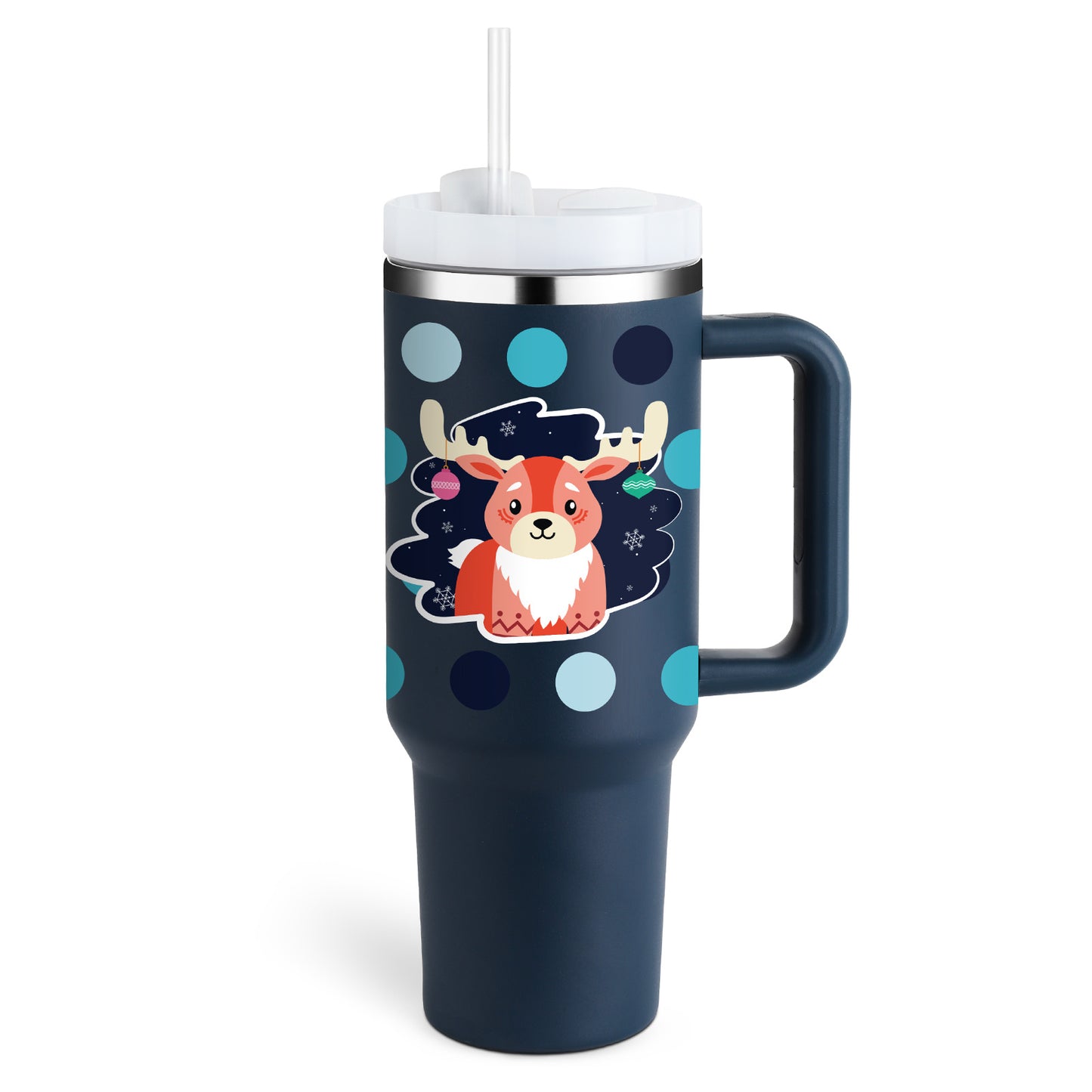 "40 Oz Insulated Stainless Steel Tumbler with Handle & Straw – Spill Proof Vacuum Coffee Cup, Perfect for Car, Gym, Office & Travel – Ideal Valentine’s Gift" - Black & Elva