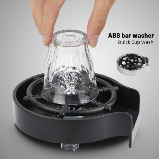 High-Pressure Cup Washer for Sink – Automatic Glass Rinser for Bar & Kitchen - Black & Elva