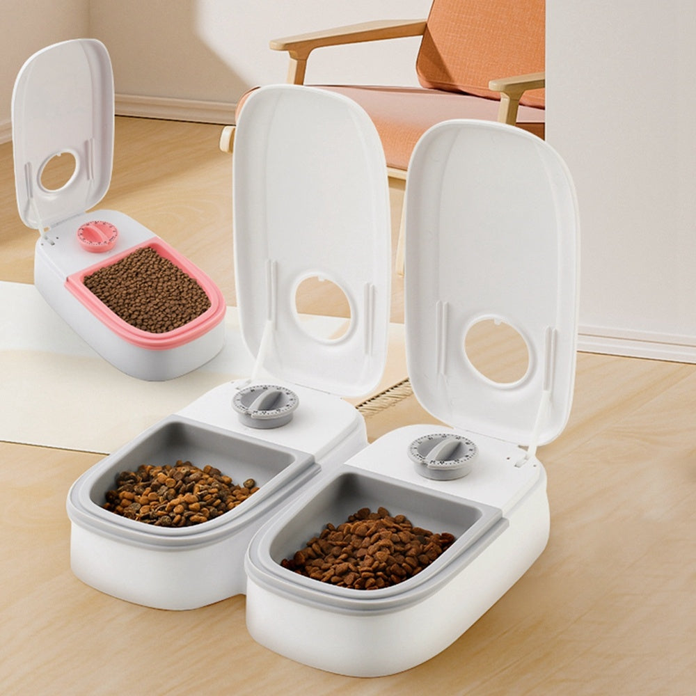 Smart Automatic Pet Feeder – Food Dispenser with Timer & Stainless Steel Bowl - Black & Elva
