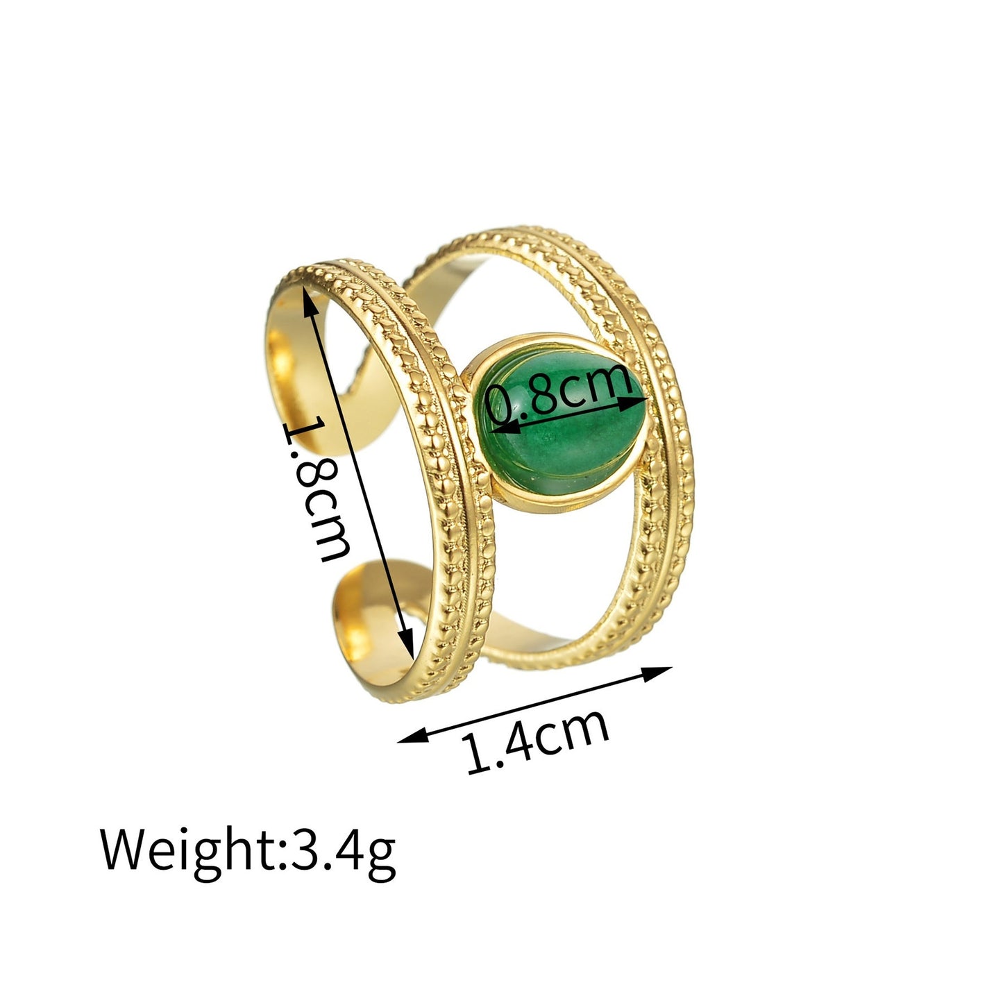 Color Ring 18K Gold Light Luxury Exquisite - Black & Elva
