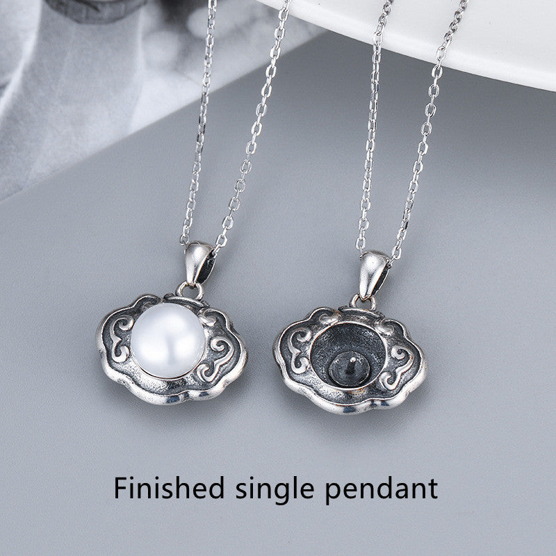 Silver Safe Lock Pendant Female Lanugo Handmade Long Life Lock - Black & Elva