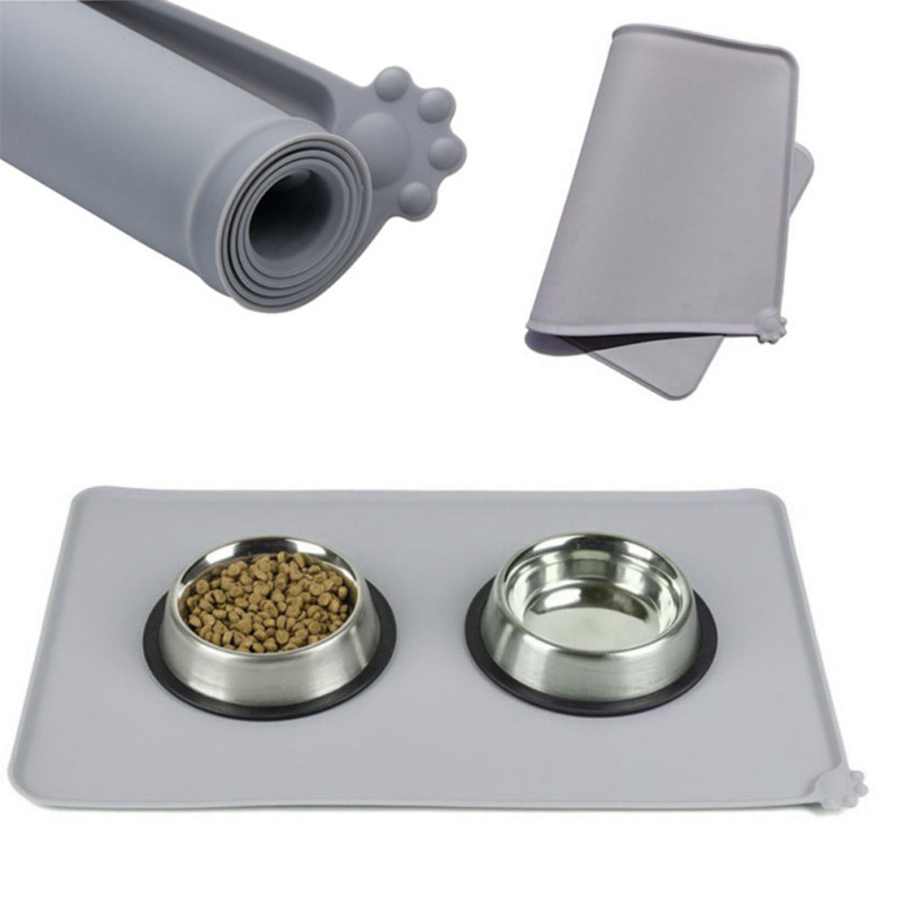 Waterproof Pet Mat For Dogs And Cats Pure Color Silicone Pet Food Mat - Black & Elva