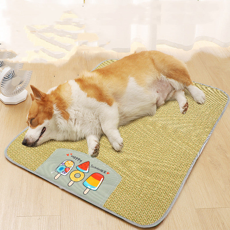 Cooling Pet Mat for Dogs & Cats – Breathable Summer Dog Bed, Anti-Scratch & Moisture-Proof Sleeping Pad - Black & Elva