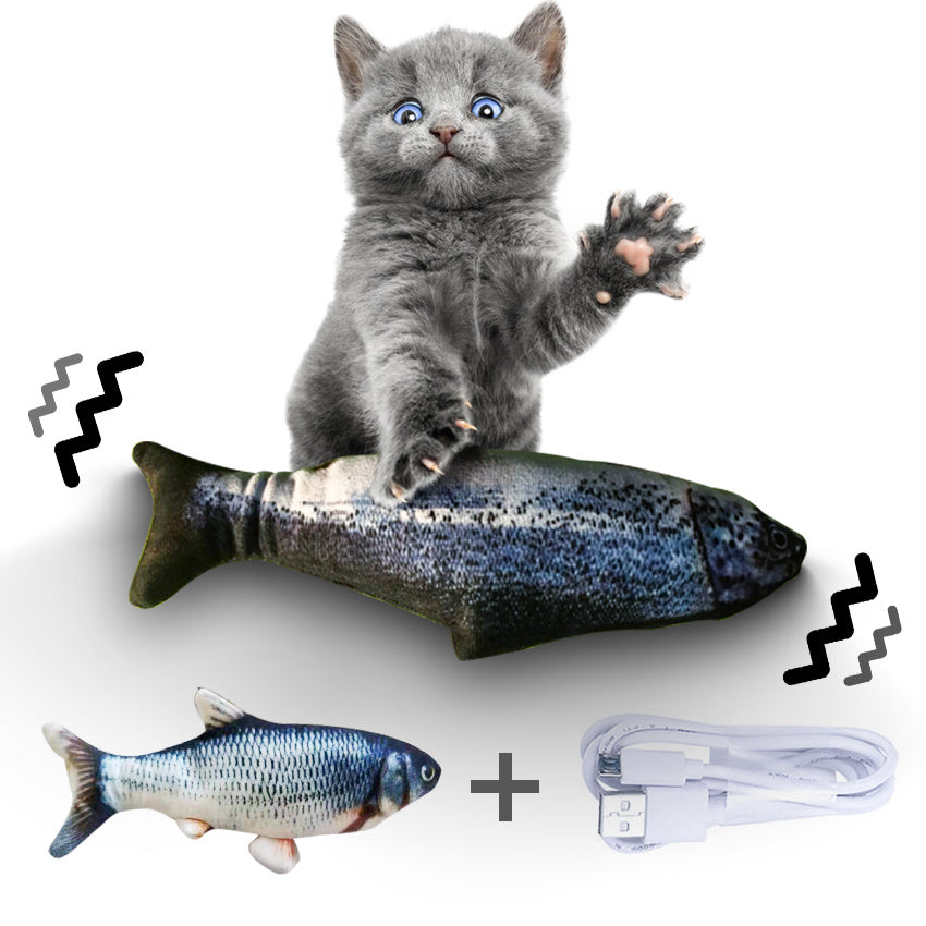 Without Cat Nip Version - Electric Jumping Fish Simulation Electric Fish Toy - Black & Elva