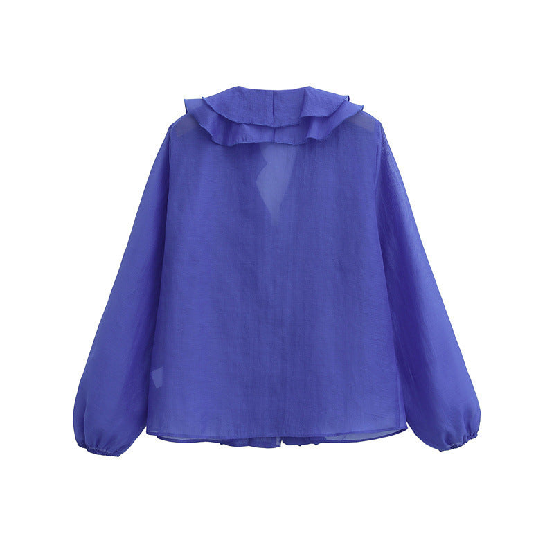 Women's Fashionable Temperamental All-match Long Sleeve Shirt - Black & Elva