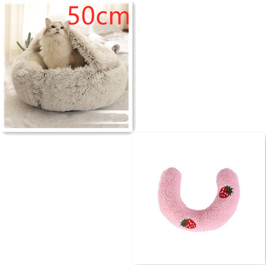 Warm Plush Pet Bed for Cats & Dogs – Soft Winter Sleeping Cushion - Black & Elva