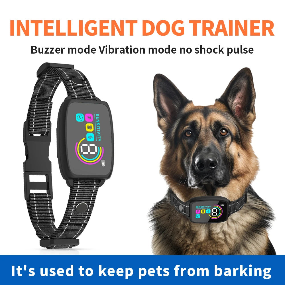 Smart Anti-Bark Dog Collar – Rechargeable, Waterproof & Digital Display - Black & Elva
